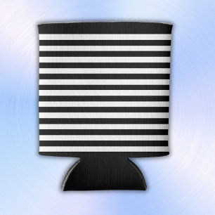 Simple Black and White Stripes   Can Cooler