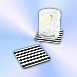 Simple Black and White Stripes   Coaster