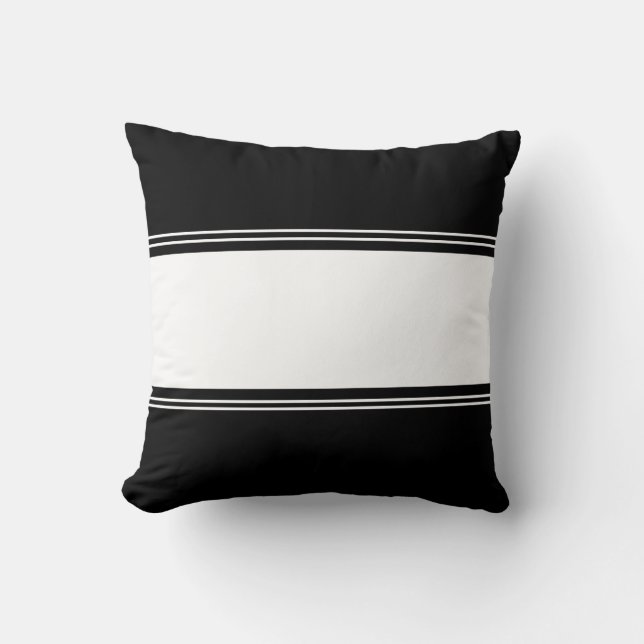 Simple Black and White Stripes Cushion (Front)