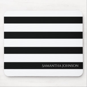 Simple Black and White Stripes Mouse Mat