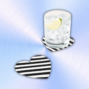 Simple Black and White Stripes   Paper Coaster