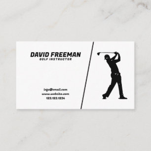 Simple Black and White Swing Golf Instructor Business Card