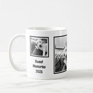 Simple Black and White Three Photo Minimalist 2025 Coffee Mug