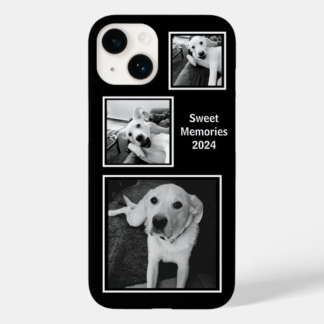 Simple Black and White Three Photo Minimalist Case-Mate iPhone Case (Back)