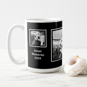 Simple Black and White Three Photo Minimalist Coffee Mug