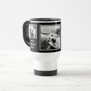 Simple Black and White Three Photo Minimalist Travel Mug