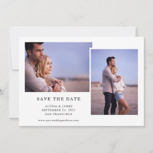Simple Black and White Three Photo Save The Date