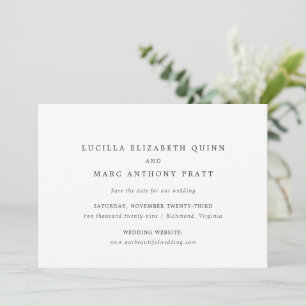 Simple Black and White Timeless Wedding Save The Date
