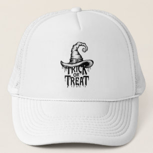 Simple Black and White Trick or Treat Trucker Hat