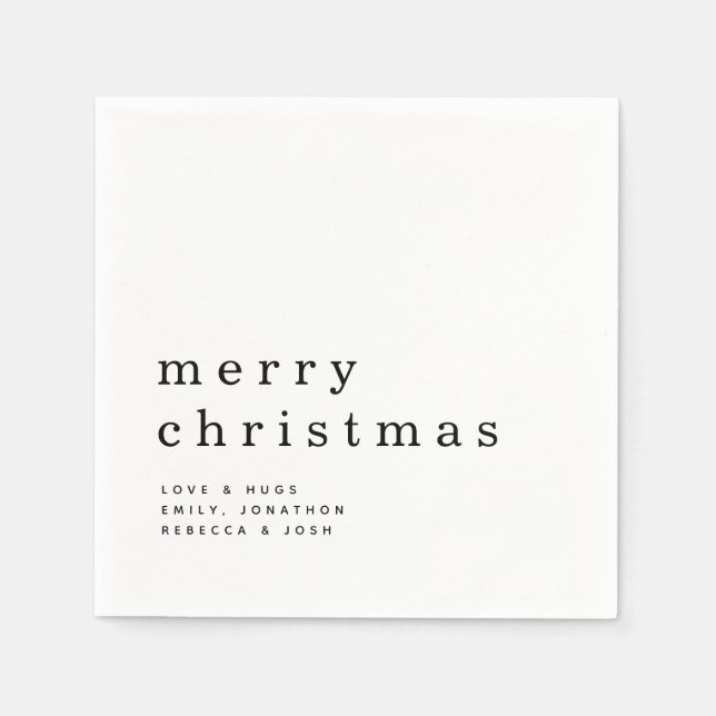 Simple Black and White Typography Merry Christmas Napkin (Front)