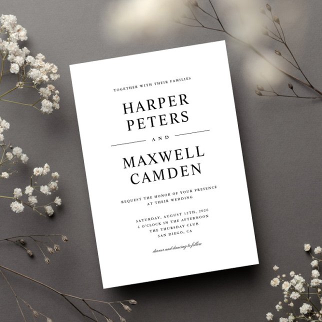 Simple Black and White Typography Wedding Invitation (Creator Uploaded)