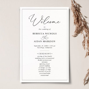 Simple Black and White Wedding Ceremony Program