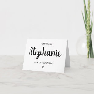 Simple Black and White Wedding Day Card for Bride