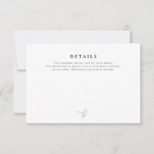 simple black and white wedding details card