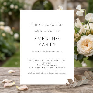 Simple Black and White Wedding Evening Party Invitation