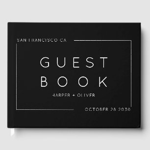 Simple Black and White Wedding Guest Book