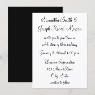 Simple Black and White Wedding Invitation