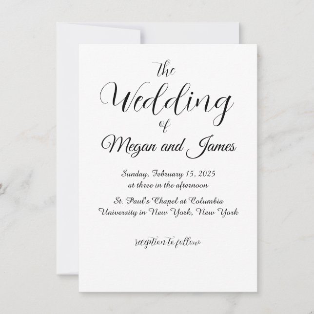 Simple Black and White Wedding Invitation (Front)