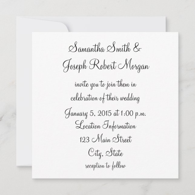 Simple Black and White Wedding Invitation (Front)