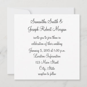 Simple Black and White Wedding Invitation