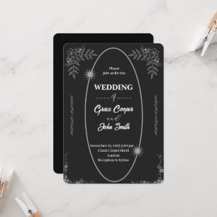 Simple Black and White wedding invitation card