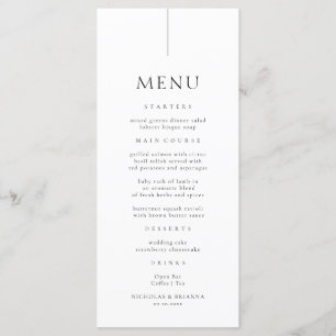 Simple Black and White Wedding Menu