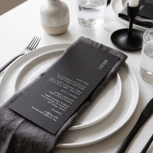 Simple Black and White Wedding Menu