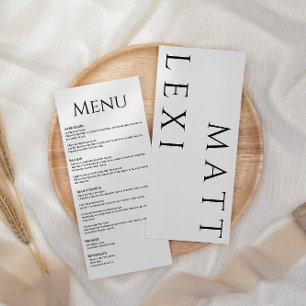 Simple Black and White Wedding Menu Card