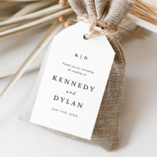 Simple Black and White Wedding Monogram Favour Gift Tags