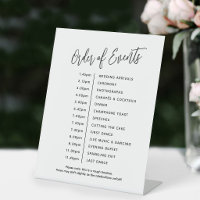 Simple black and white wedding order of Events