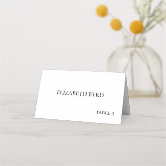 Simple Black and White Wedding Place Card