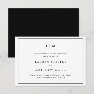 Simple Black and White Wedding Postponement Invitation