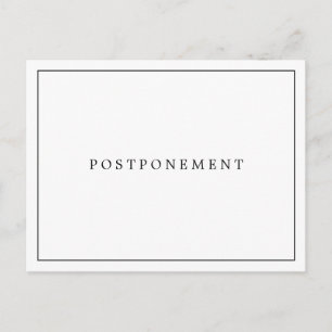 Simple Black and White Wedding Postponement Postcard