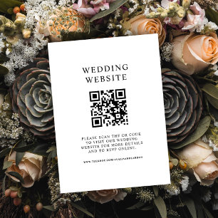 Simple Black and White Wedding QR Code Enclosure Card