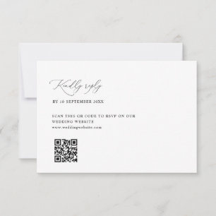 simple black and white wedding QR code RSVP card