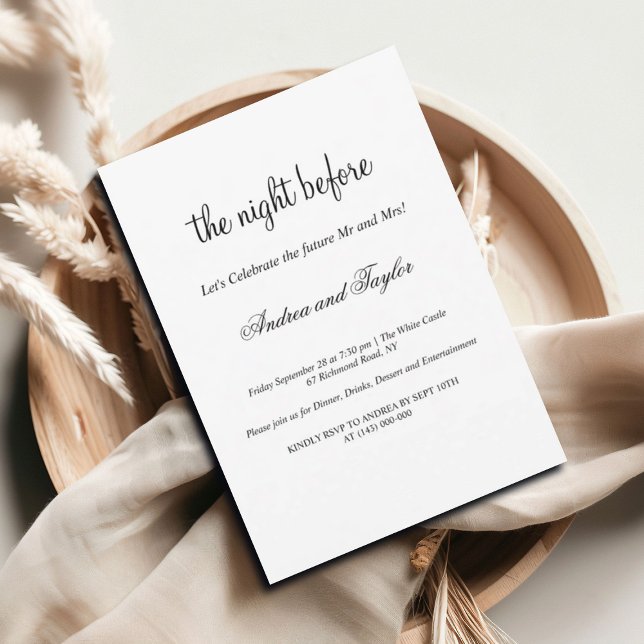 Simple Black and White Wedding Rehearsal Dinner  Invitation (Creator Uploaded)