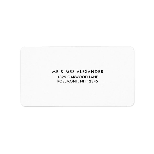 Simple Black and White Wedding Return Label (Front)