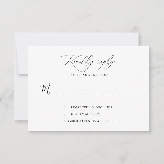 simple black and white wedding RSVP card (Front)