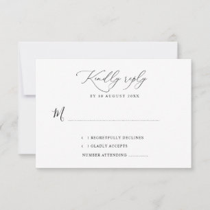 simple black and white wedding RSVP card