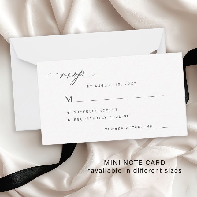 Simple black and white wedding RSVP Card (Envelopes available)