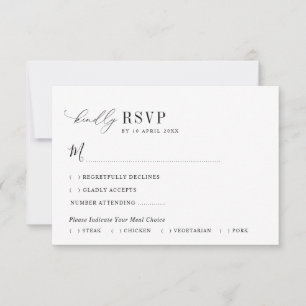 simple black and white wedding RSVP card