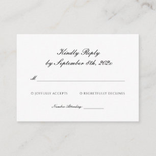 Simple Black and White Wedding RSVP Enclosure Card
