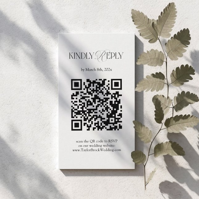 Simple Black and White Wedding RSVP Qr Code  Enclosure Card (Creator Uploaded)