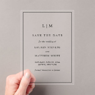 Simple Black and White Wedding Save the Date Acrylic Invitations