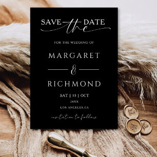 Simple Black and White Wedding Save The Date Invitation