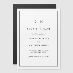 Simple Black and White Wedding Save the Date Magnetic Invitation