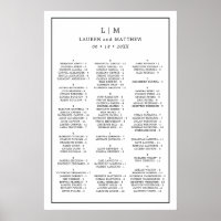 Simple Black and White Wedding Seating Chart