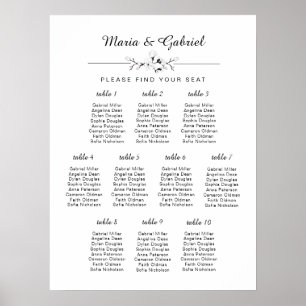 Simple black and white Wedding Seating Chart