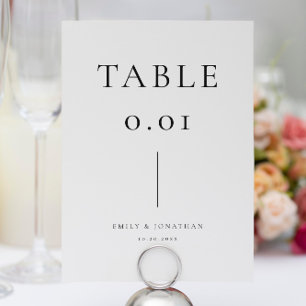 Simple Black and White Wedding  Table Number