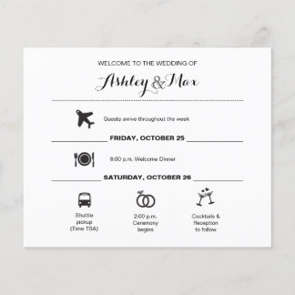 Simple Black and White Wedding Weekend Itinerary